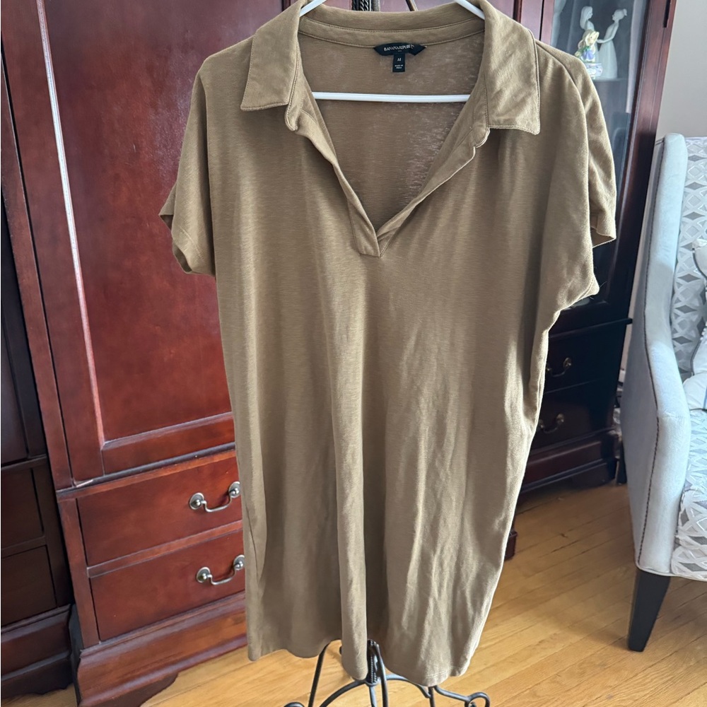 🤎🍄‍🟫 Banana Republic Brown Collared Short Sleeved Dress 🍄‍🟫🤎